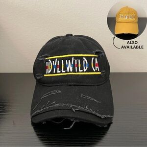 NWOT Black Vintage Distressed Hat Adjustable Embroidered Idyllwild Ca